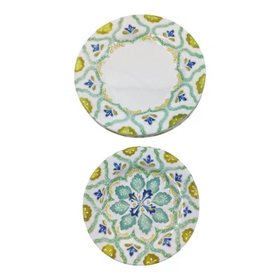 Set of 8 Laurie Gates Melamine Plates Moroccan Boho Dinner Salad Embossed - Image 1 of 4