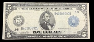1914 $5 Large Sized Federal Reserve Note * NEW YORK (2-B) * FRN - Picture 1 of 2