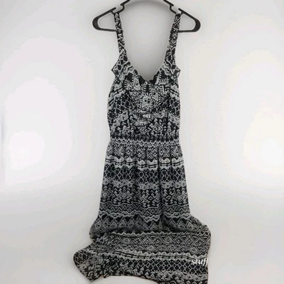 Maxi Vestido Faded Glory Blanco y Negro, Mujer Talla Grande 1X/16W, Con Forro Foto 1 de 4