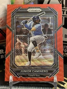 2023 Panini Prizm Junior Caminero Red Wave Prizm Parallel Tampa Bay Rays RC SP - Picture 1 of 2