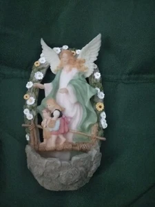 Malco Guardian Angel Children On Bridge Water Font Resin Christian Catholic  - Picture 1 of 8