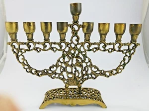 VINTAGE ISRAEL JUDAICA MESSING OPENHEIM CHANUKKA HANUKKIAH MENORA Judentum Lampe - Bild 1 von 12