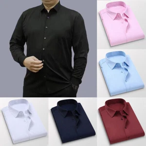 New Men's Business Shirt Autumn Long Sleeve Leisure Dress Shirts Plus Size  e - Picture 1 of 20
