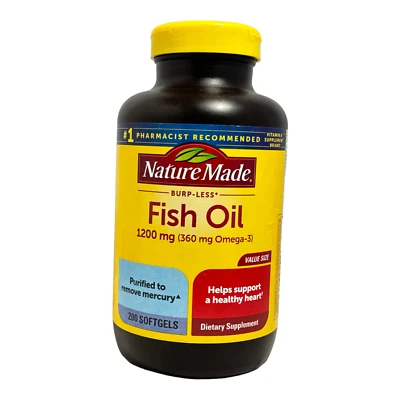 Nature Made рыбий жир 1200 мг диетическая добавка -200 гелевых капсул - НОВЫЙ ЗАПЕЧАТАННЫЙ - Изображение 1 из 2