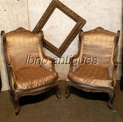 STUNNING PAIR OF FRENCH LOUIS XV WING BACK BERGERE ARMCHAIRS- MUST SEE / L@@k! Cover