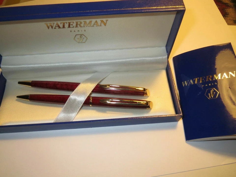 Waterman Hemisphere Set Bolígrafo Mármol Rojo y Dorado y Lápiz 0.5 Nuevo En Caja Foto 1 de 1