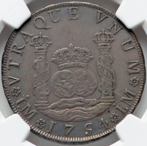 Peru: Ferdinand VI 4 Reales 'Pillars' 1754 LM-JD NGC XF-45. Lima. Rare PQ Item! - Picture 1 of 10
