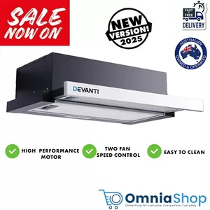 Devanti Rangehood Range Hood Stainless Steel Slide Out Kitchen Canopy 60cm 600mm - Picture 1 of 10