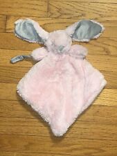 Blankets & Beyond Pink & Gray Fluffy Bunny Rabbit Security Blanket Paci Holder
