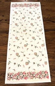 Handgefertigter gesteppter Tischläufer Elfenbein Blumen Baumwolle 17" x 42" wendbar Neu - Bild 1 von 4