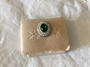 Lab Created Green Emerald  Faux Diamond Halo Stud Earring - Picture 1 of 6