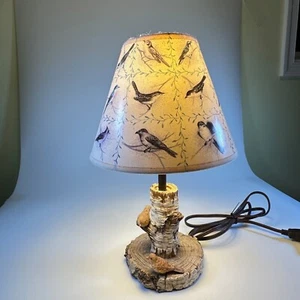 Bird Wildlife Accent Table Lamp, Birds on a White Birch Bird Lampshade - Picture 1 of 7