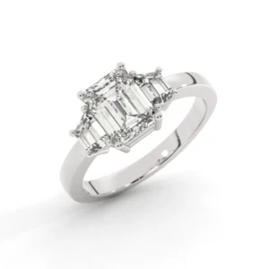 IGI Diamant Verlobungsring VVS2 F Smaragdschliff 3,50 ct Laborgefertigt Bestpreis - Bild 1 von 8