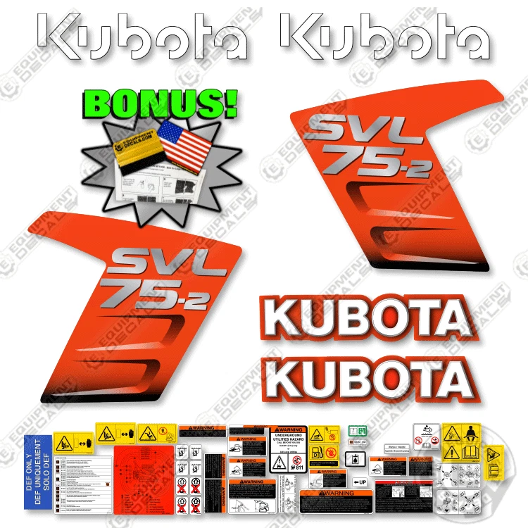 Nuevo kit de calcomanías para minicargadora Kubota SVL 75-2 - VINILO 7 AÑOS 3 M Foto 1 de 3