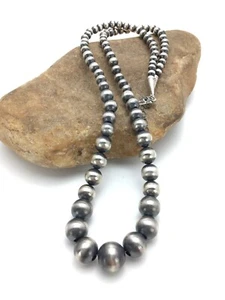 Navajo Perlen abgestuft Sterlingsilber Indianer Perlenkette 26" 92126 - Bild 1 von 12