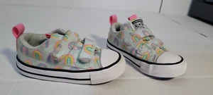 Converse All Star Baby Girl's Sneaker Easy On Adjustable Blue Rainbow Infant 6 - Picture 1 of 8