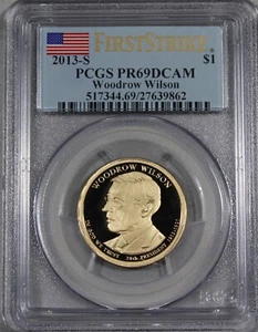 Dólar presidencial Woodrow Wilson 2013 S $1 graduación profesional cámara Pr69D primer golpe pr 69 - Imagen 1 de 2