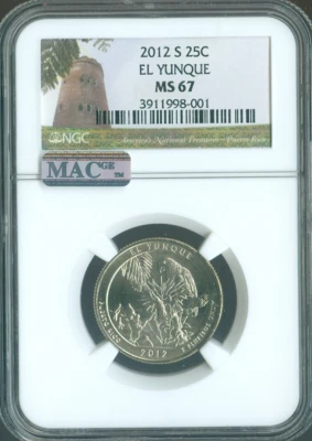 2012 S EL YUNQUE PARKS QUARTER  NGC MS67 MAC SPOTLESS . - Image 1 of 2