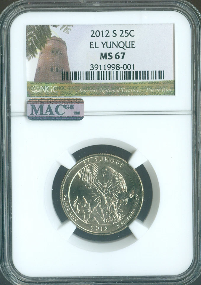 2012 S EL YUNQUE PARKS QUARTER  NGC MS67 MAC SPOTLESS . - Image 1 of 2