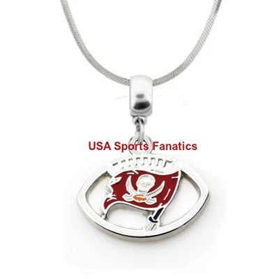 NFL Tampa Bay Buccaneers Fútbol Logo Colgante Collar En Una Cadena Serpiente 925 Foto 1 de 2
