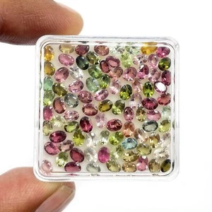 Natural Multi Tourmaline Oval Cut Loose Gemstone Lot 60 Pcs 3*4 MM 5 CT - Picture 1 of 5
