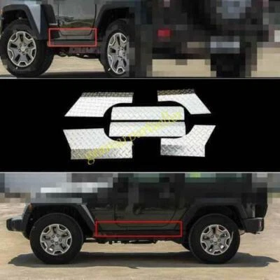 Para Jeep Wrangler JK 2 PUERTAS 07-17 Faldones laterales de acero plateado Extensión Alerón Labio Foto 1 de 4