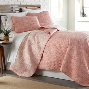 Southshore Fine Linens 3-Piece Microfiber Quilt Set King Size, Reversible Coral - Picture 1 of 3