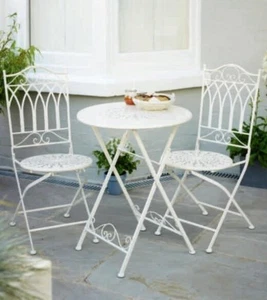 3 PIECES BISTRO SET CREAM VINTAGE METAL:LOCAL PICK UP ONLY zip code: 11790 - Picture 1 of 2