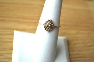 Cocktailring 0,25 kt natürlicher champagnerfarbener Diamant ~ 14 K RG über Feinsilber Größe 7 - Bild 1 von 12