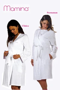 VESTAGLIA CLINICA e PREMAMAN MANICA LUNGA MADE IN ITALY IN PURO COTONE MAMINA - Foto 1 di 5