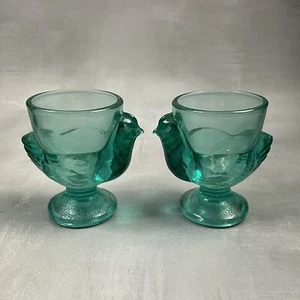 Duo de coquetier poule / poussin en verre vert Luminarc CRACOQ - Imagen 1 de 5
