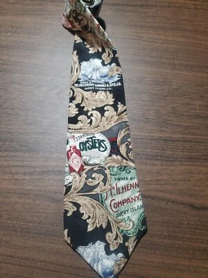 Tabasco Hot Sauce Tie 100% Silk Yellow Taupe Brown Black U.S.A Vintage  - Image 1 of 4