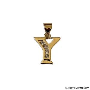 14K Gold Plated Initial Letter “Y” Name Necklace Pendant with Chain Oro Laminado - Picture 1 of 2