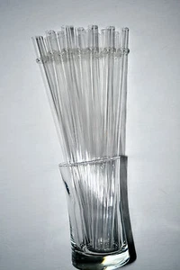 Clear Reusable Straws Ring Acrylic Plastic 9" Straws BPA Free + Cleaning Brushes - Picture 1 of 16