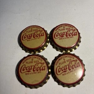 4 COCA-COLA 6 OZ. COLA SODA BOTTLE CAP; 1927-34; USED CORK-LINED - Picture 1 of 2