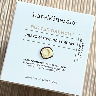Crema facial rica restauradora BareMinerals Butter Drench tamaño completo 1,7 oz / 50 g Foto 1 de 4