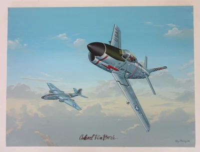 Raymond Waddey Gemälde USAF Jets F-86D Sabre und B-57 Canberra, signiert Ron Beck - Bild 1 von 4