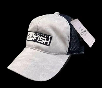 REALTREE®️ 钓鱼 ~ 网眼背卡车司机帽 ~ 白色/海军蓝 | 方面 ~ 鱼 ~ 帽子 — 第 1/4 张图片