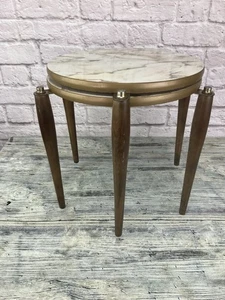 Mid-Century Atomic Marbled Stacking Round Side Tables – Set of 2 - Picture 1 of 10