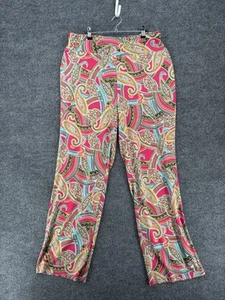 Boho Colorful Paisley Pull On Pants Women’s XL Pink Elastic Waist Vibrant Hippie - Picture 1 of 13