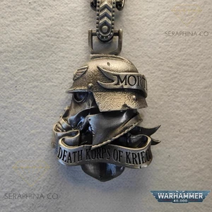 Warhammer 40,000 Death Korps Of Krieg Necklace Charm Silver Grey - Picture 1 of 4