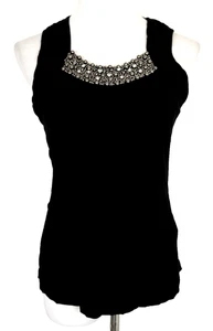 Cable & Gauge Womans Size S Tank Top Gun Metal Bead Neckline Glass New Tags - Picture 1 of 13