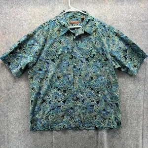 Tori Richard Shirt Mens 2XL Green Button Down Honolulu Hawaiian Paisley Lawn AOP - Picture 1 of 10
