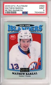 2016-17 O-Pee-Chee Platinum Mathew Barzal Retro Rainbow Rookie PSA 9 POP 9 RC - Picture 1 of 1