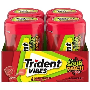 Trident Vibes SOUR PATCH KIDS Redberry Sugar Free Gum, 4-40 Piece Bottles... - Picture 1 of 17