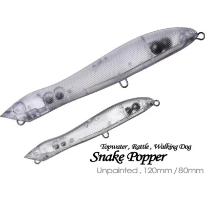 20PCS 8cm/12cm Snake Popper Topwater Unpainted Bait Blank Fishing Lure model - Image 1 of 4