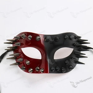 Masquerade Ball Costume Spike Mask Halloween Cosplay Costume Dance Party RedBlak - Picture 1 of 3