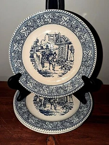 3Vintage Homer Laughlin Stratford Shakespeare Country Blue Avon Inn 7 1/4" Plate - Picture 1 of 4
