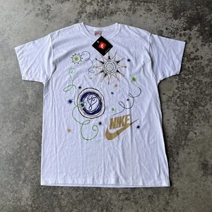 Vintage NWT 90s Nike Grey Tag Art Graphic T Shirt Womens Size Large Solid White - Picture 1 of 6