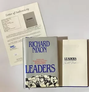 Autógrafo de Richard Nixon con carta de autenticidad completa de la JSA LOA ~ libro de líderes - Imagen 1 de 6